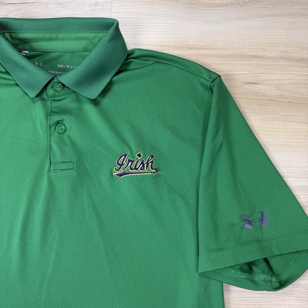 Under Armour Notre Dame Fighting Irish Performance Golf Polo Shirt Geen Mens S - Picture 3 of 8